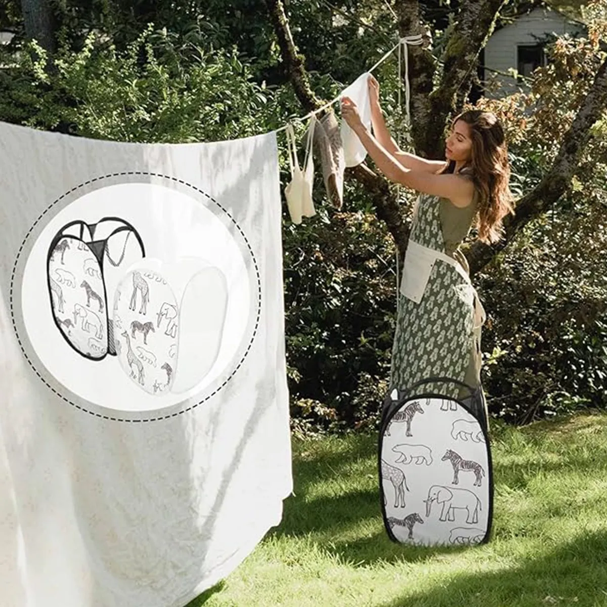 Foto 4 pulgar | 2 Pcs Cesto Belug Ropa Sucia De Malla Plegable Organizador Colgar Negro/blanco