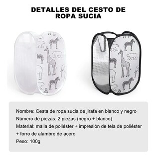 Foto 5 | 2 Pcs Cesto Belug Ropa Sucia De Malla Plegable Organizador Colgar Negro/blanco