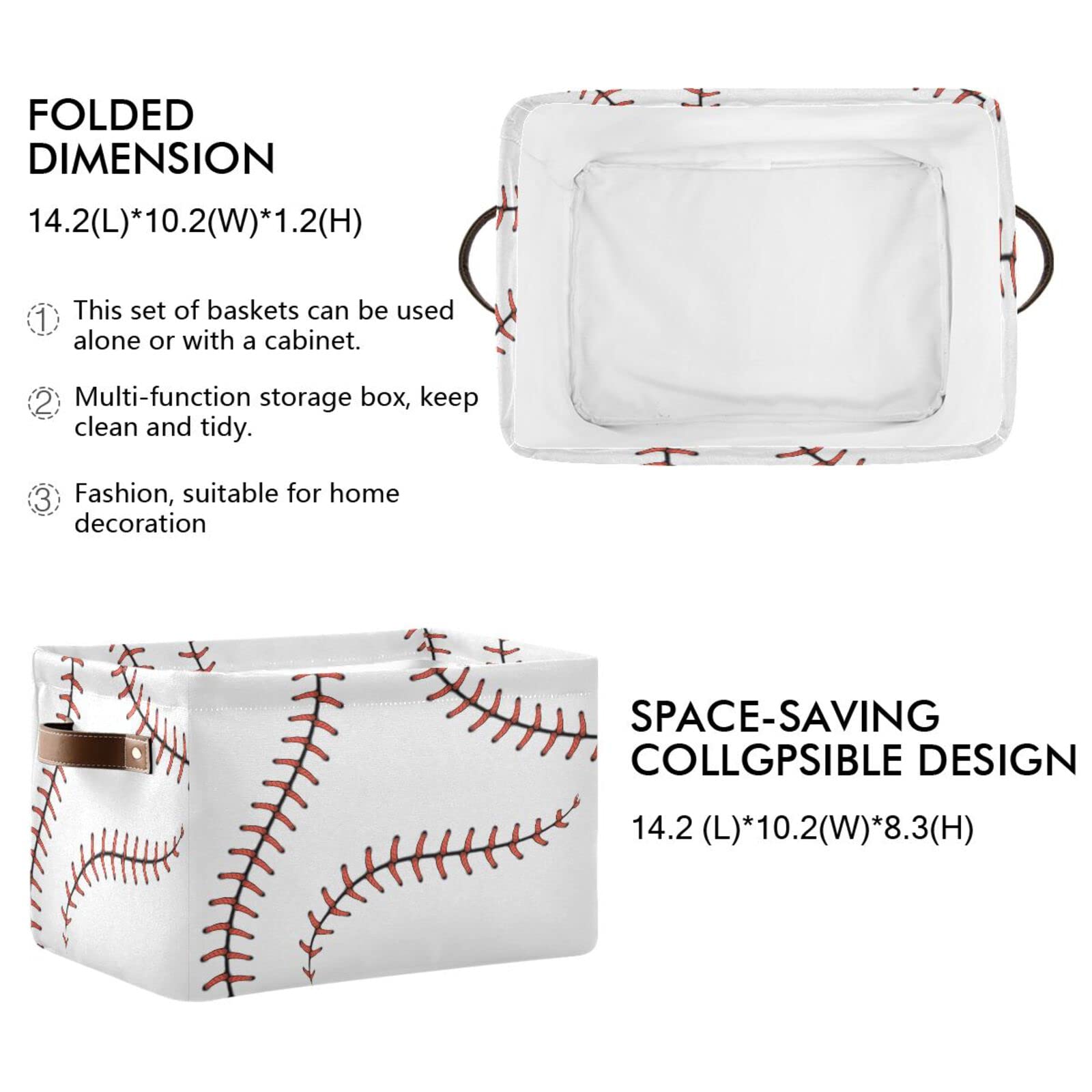 Foto 3 pulgar | Cesta De Almacenamiento Auuxva Con Puntadas De Béisbol Para Deporte - Venta Internacional.