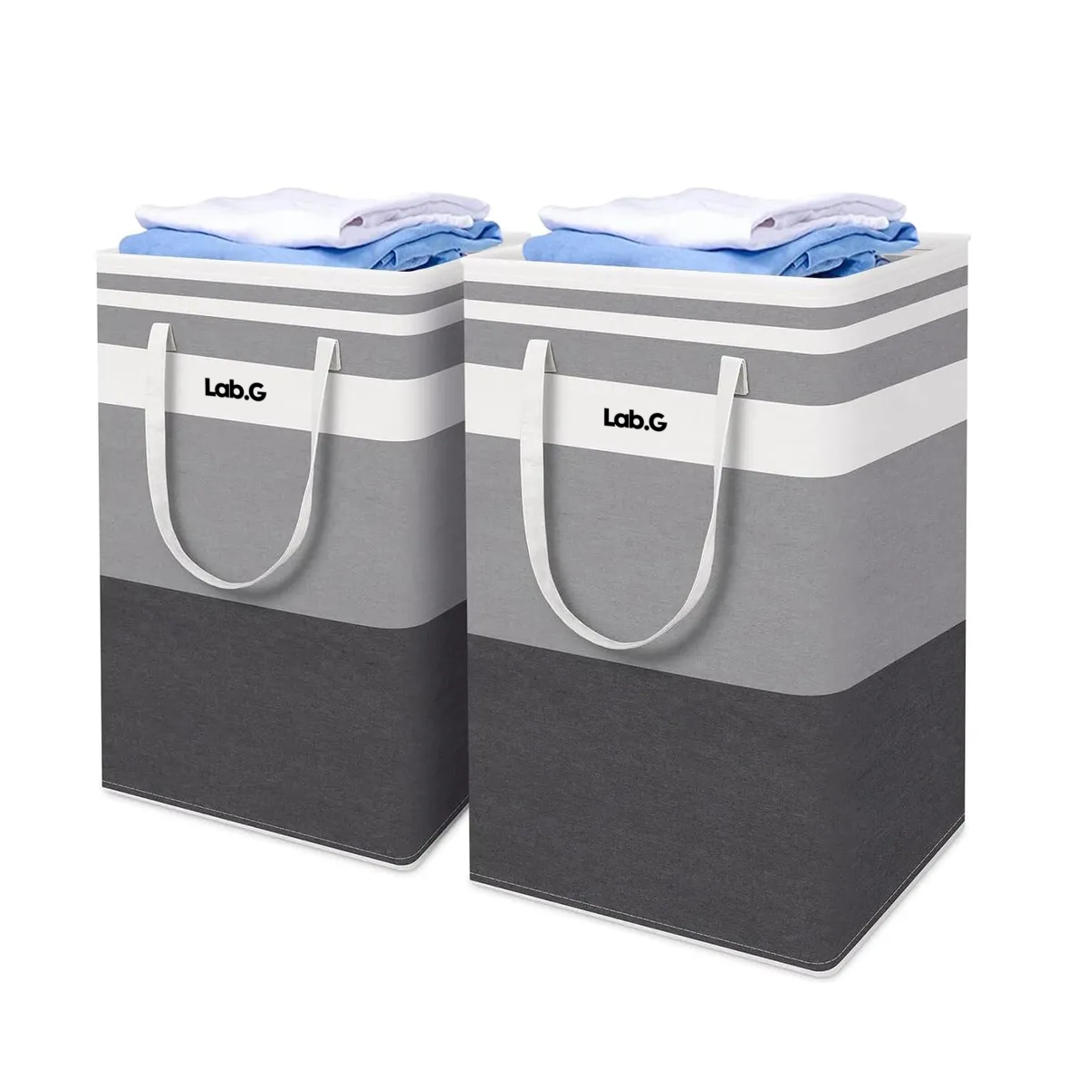 Foto 1 | Cesto Grande P/ropa Sucia Y Lavandería Plegable De 75l, 2 Pz Raya Orizontal Lab.g Gris