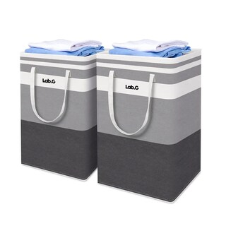 Foto 1 | Cesto Grande P/ropa Sucia Y Lavandería Plegable De 75l, 2 Pz Raya Orizontal Lab.g Gris
