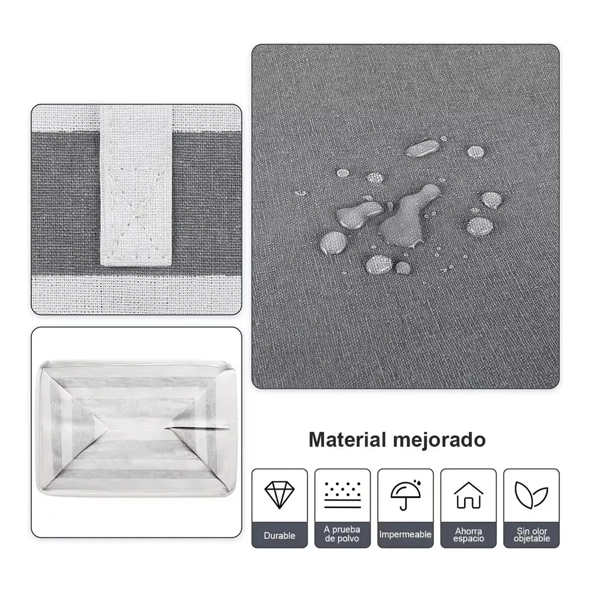 Foto 2 | Cesto Grande P/ropa Sucia Y Lavandería Plegable De 75l, 2 Pz Raya Orizontal Lab.g Gris
