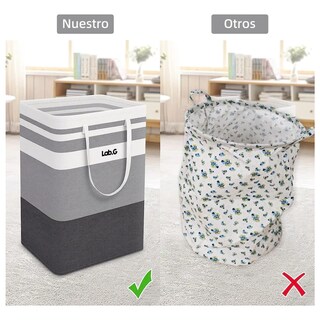 Foto 3 | Cesto Grande P/ropa Sucia Y Lavandería Plegable De 75l, 2 Pz Raya Orizontal Lab.g Gris
