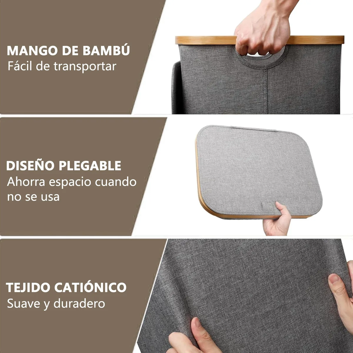 Foto 3 pulgar | Cesto Para Ropa Sucia 110l Plegable Portátil Eo Safe Imports Esi-18798 Gris