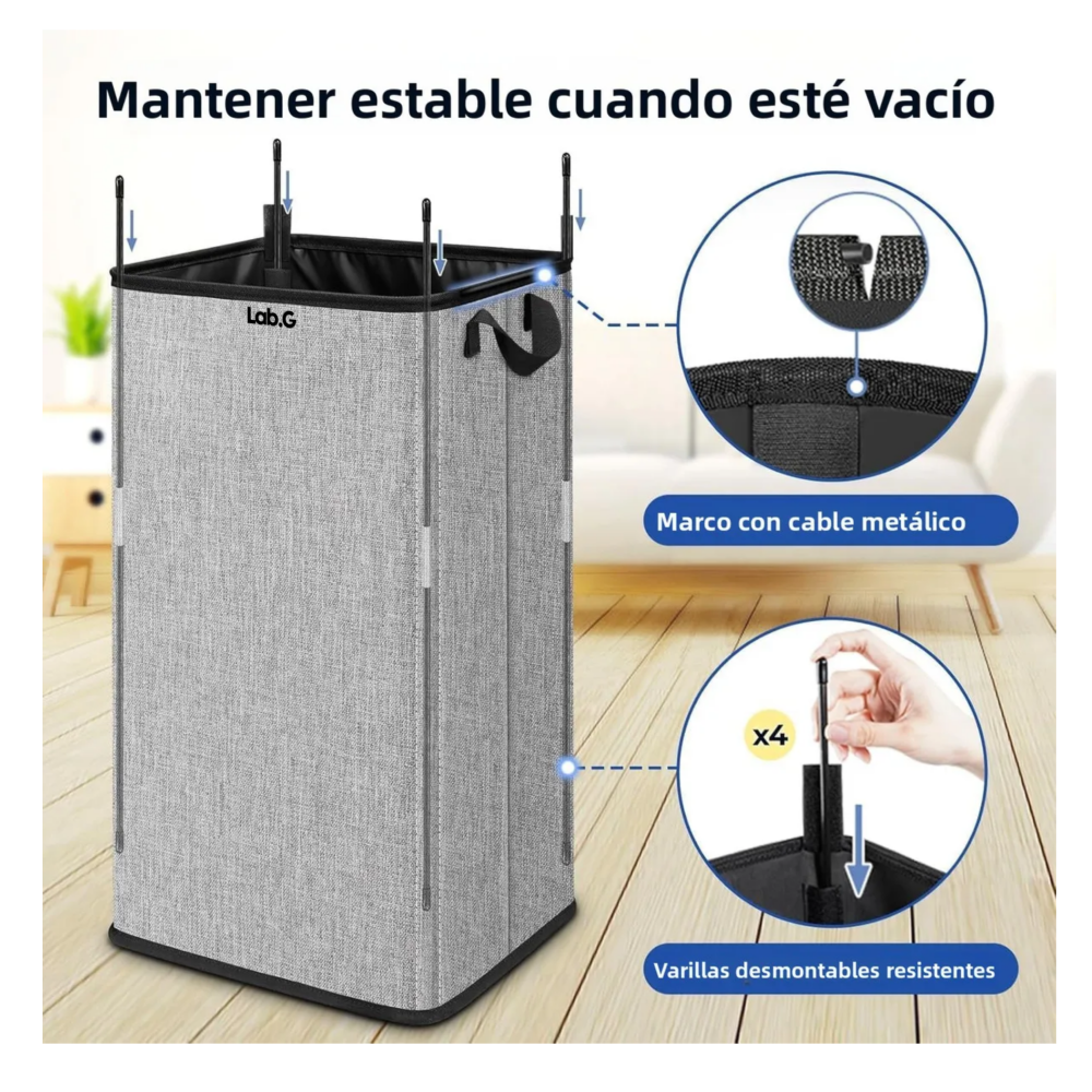 Foto 5 pulgar | Cesto De Ropa Plegable 80l Lab.g   Gris
