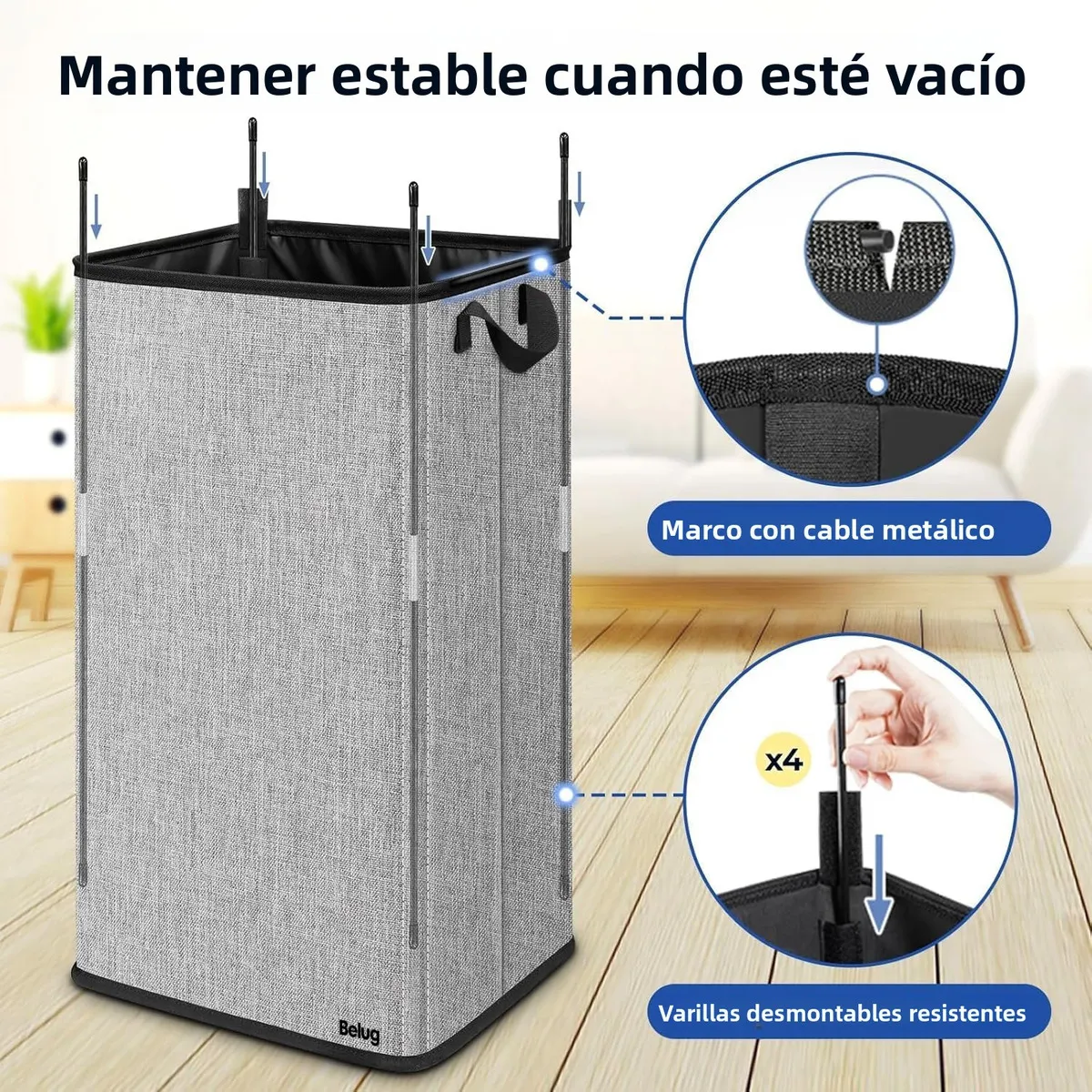 Foto 4 pulgar | Cesto De Ropa Belug  Plegable 80l Gris