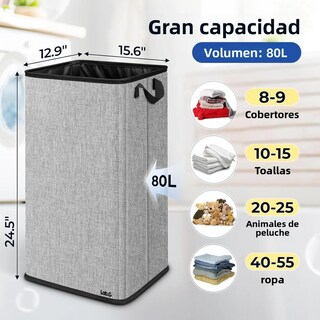 Foto 2 | Cesto De Ropa Lab.g Plegable 80l Gris