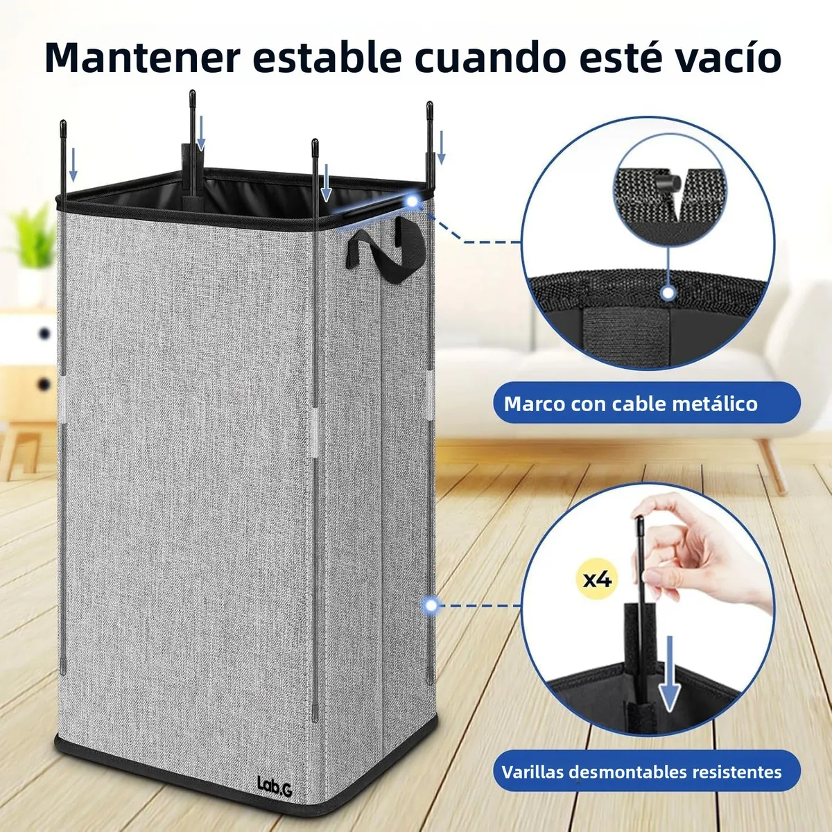 Foto 4 pulgar | Cesto De Ropa  Lab.g Plegable 80l Gris