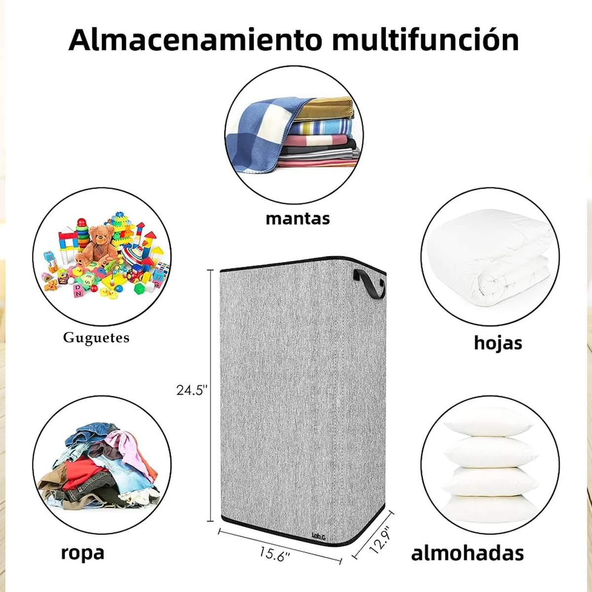 Foto 5 pulgar | Cesto De Ropa  Lab.g Plegable 80l Gris