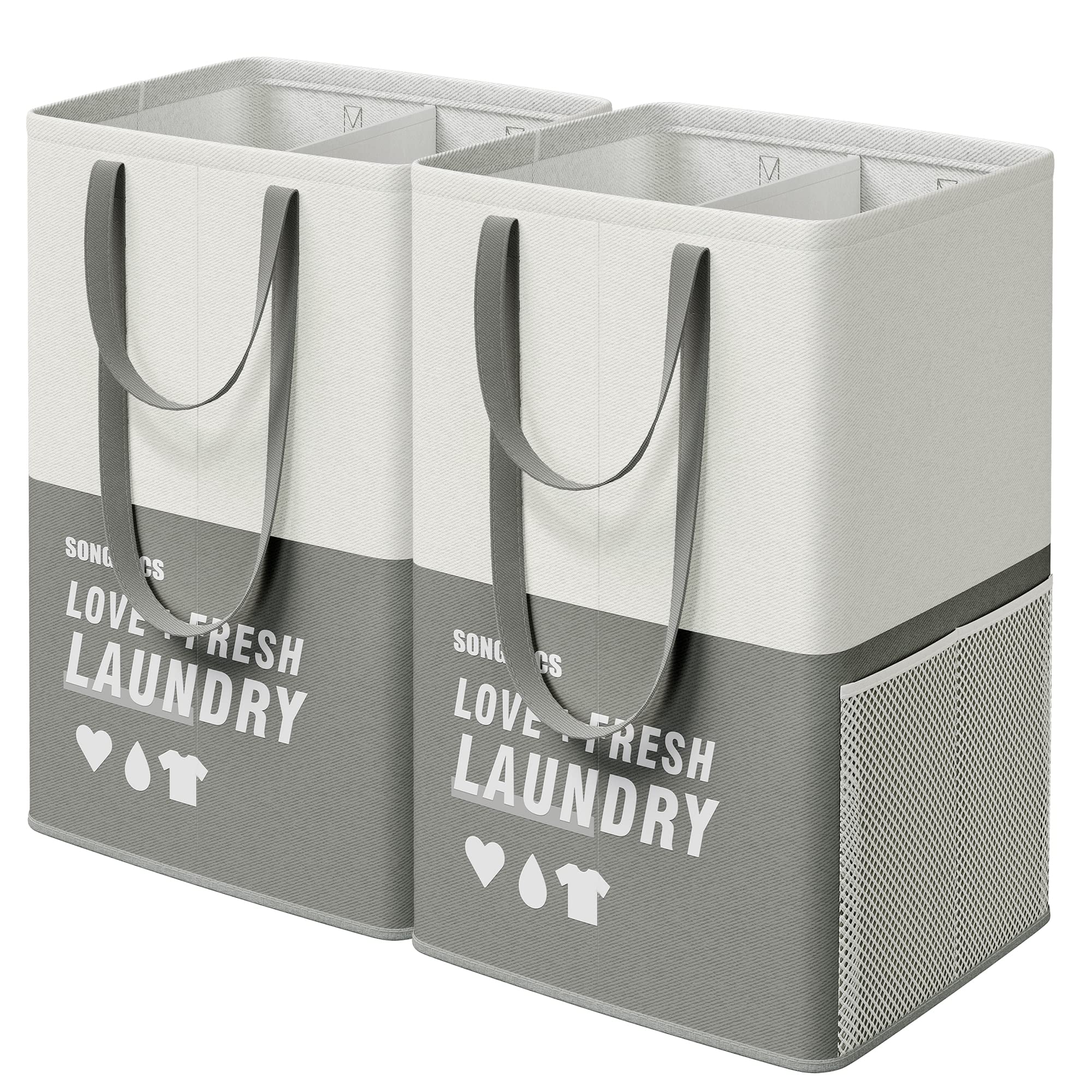 Foto 1 | Juego De 2 Cestas De Ropa Songmics De 90 Litros Con 2 Compartimentos  Color Gris