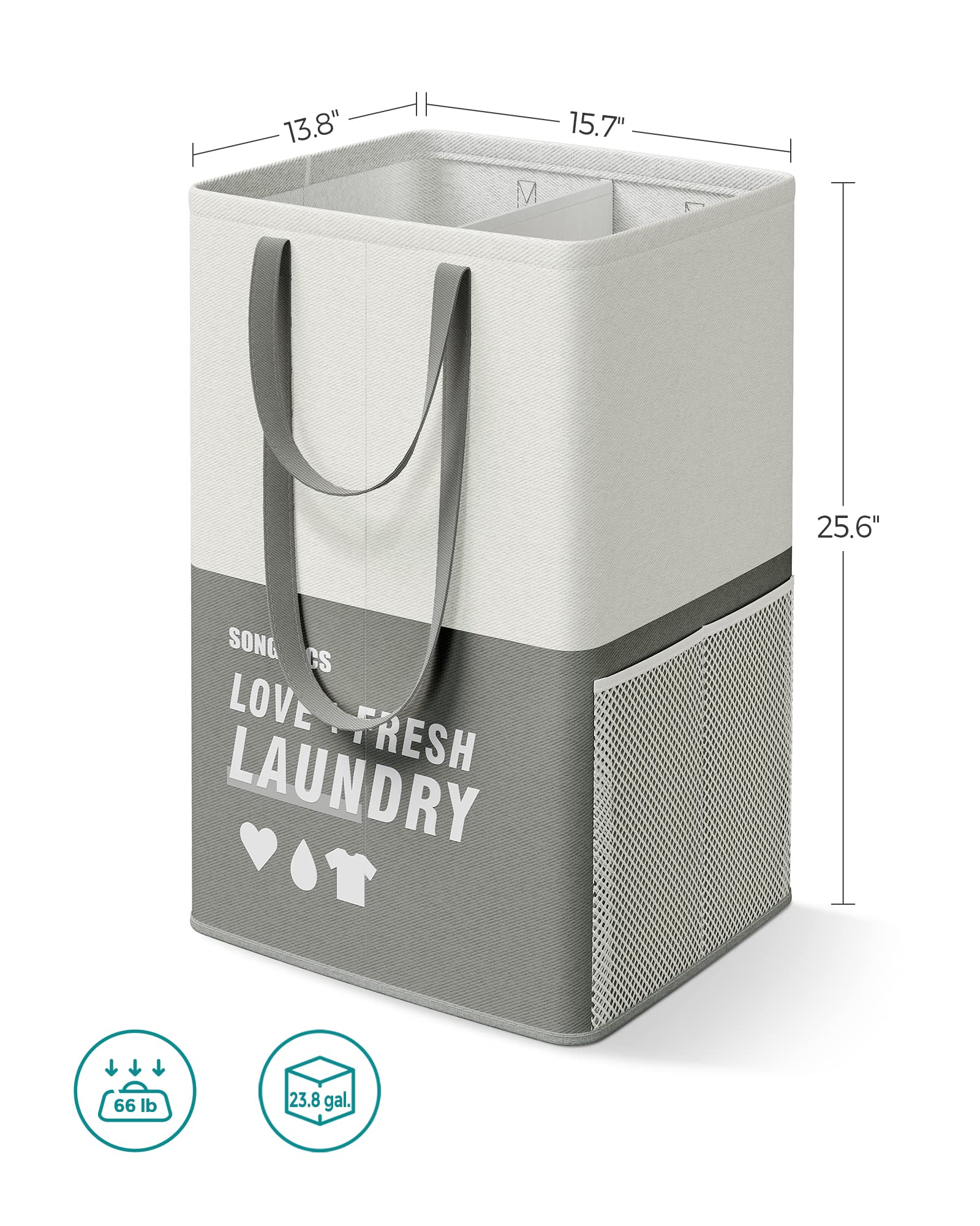 Foto 6 | Juego De 2 Cestas De Ropa Songmics De 90 Litros Con 2 Compartimentos  Color Gris