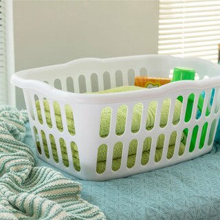Foto 4 | Cesta De Lavandería Sterilite Rectangular De 1 5 Bushel Paquete De 12 Unidades Color Blanco - Venta Internacional.
