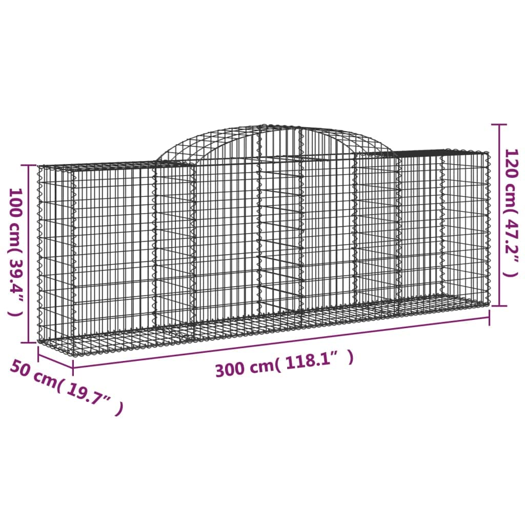 Foto 8 pulgar | Juego De Cestas Gabion Vidaxl Arched  2 Unidades  300 X 50 X 100/120 Cm  Plancha - Venta Internacional.