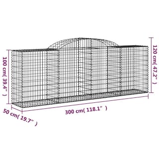 Foto 7 | Juego De Cestas Gabion Vidaxl Arched 2 Unidades 300 X 50 X 100/120 Cm Plancha - Venta Internacional.
