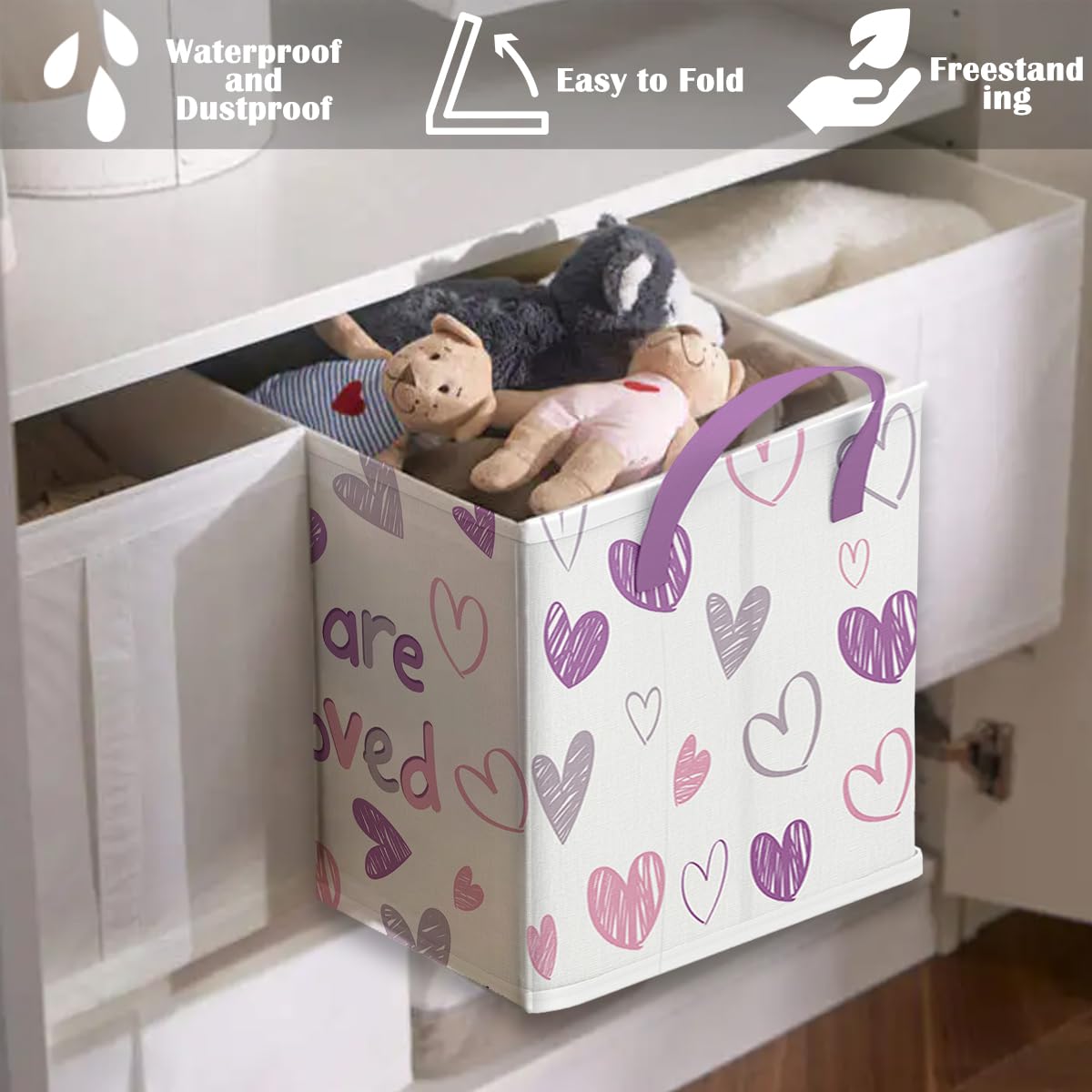 Foto 4 pulgar | Cesta De Regalo Runtoo Pink Heart Storage Para Niñas Y Bebés - Venta Internacional.