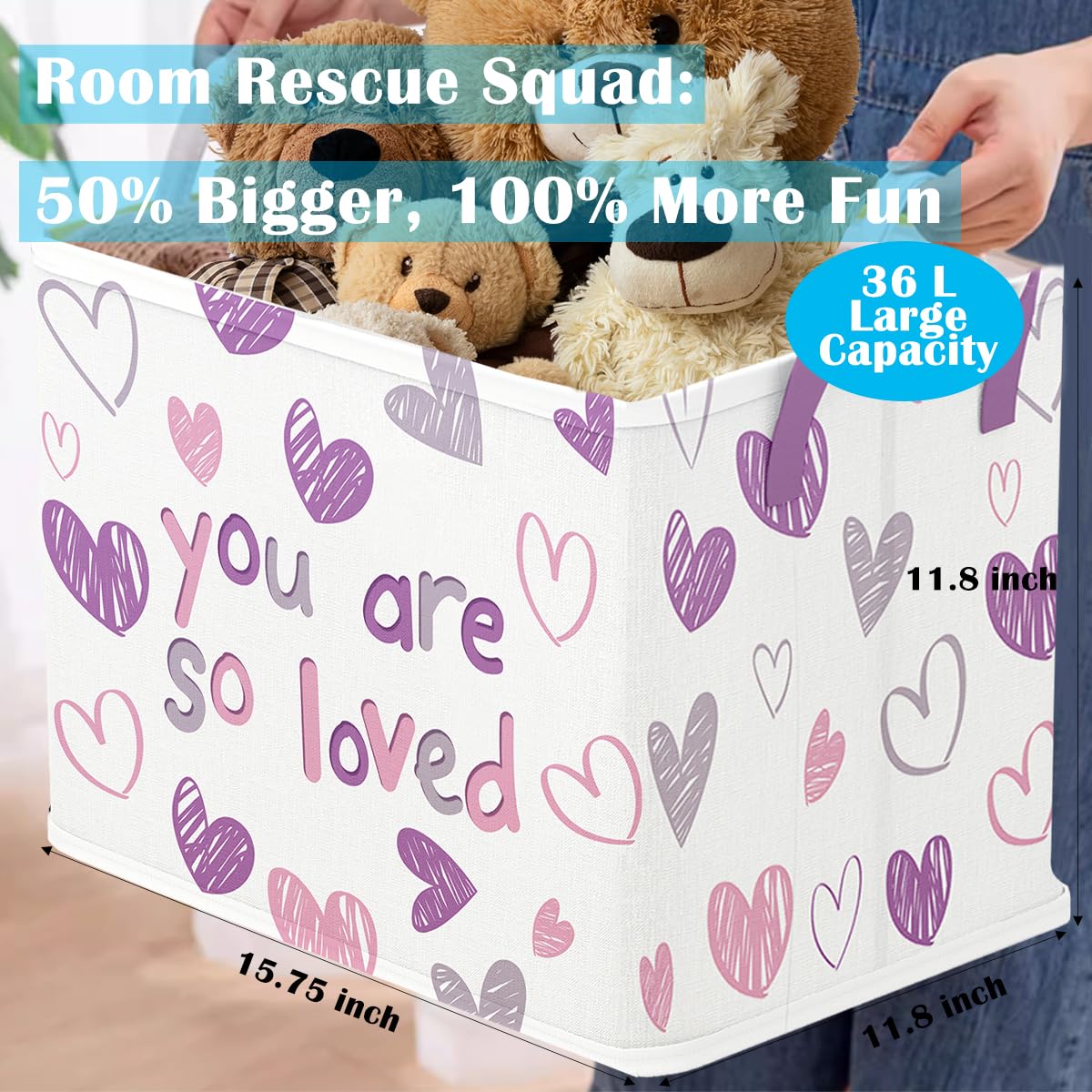 Foto 4 | Cesta De Regalo Runtoo Pink Heart Storage Para Niñas Y Bebés - Venta Internacional.