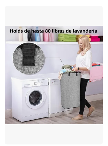 Foto 3 | Cesto De Ropa Plegable 80l Grande Rectangular Y Con Asas Resistentes Ideal Para Baño Y Dormitorio Color Gris