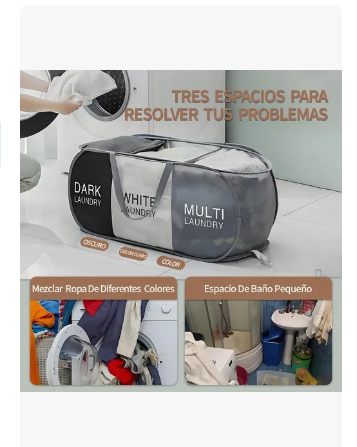 Foto 3 pulgar | Cestos De Ropa Sucia Extra Grande Unos 100l Organizador De 3 Compartimentos Almacenamiento Plegable Tela Oxford