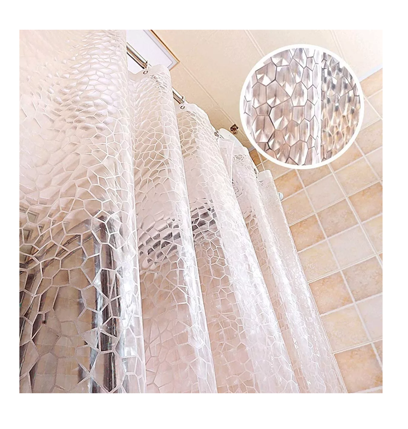 Foto 6 pulgar | Cortina De Baño Anti-moho 180 X 180 Cm Transparente Belug