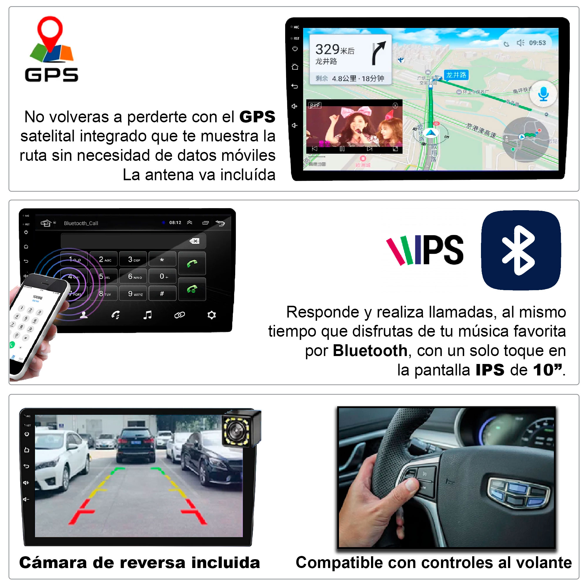 Foto 5 pulgar | Autoestéreo Vak M709 2 Din 9'' Android Carplay Cámara Gps