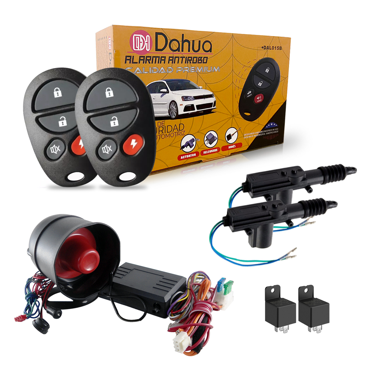 Alarma Automotriz Universal Con 2 Llaves 2 Seguros Electricos 2 Relay Y Mando A Distancia Dal015b