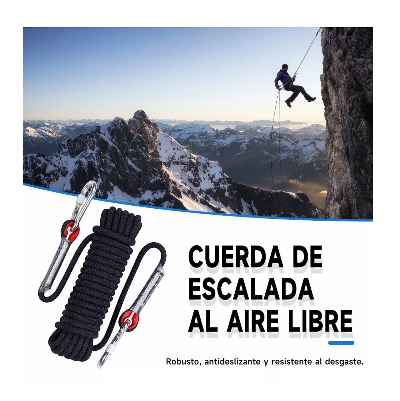 Foto 2 | Cuerda de 12 mm BELUG para Escalada de Montaña 10 m Negro