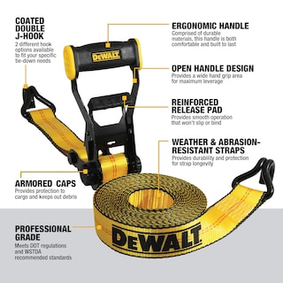 Foto 2 | Correa De Amarre Con Trinquete Dewalt Dxbc10000j, Color Negro Y Amarillo, 2 X 27 Pies - Venta Internacional.