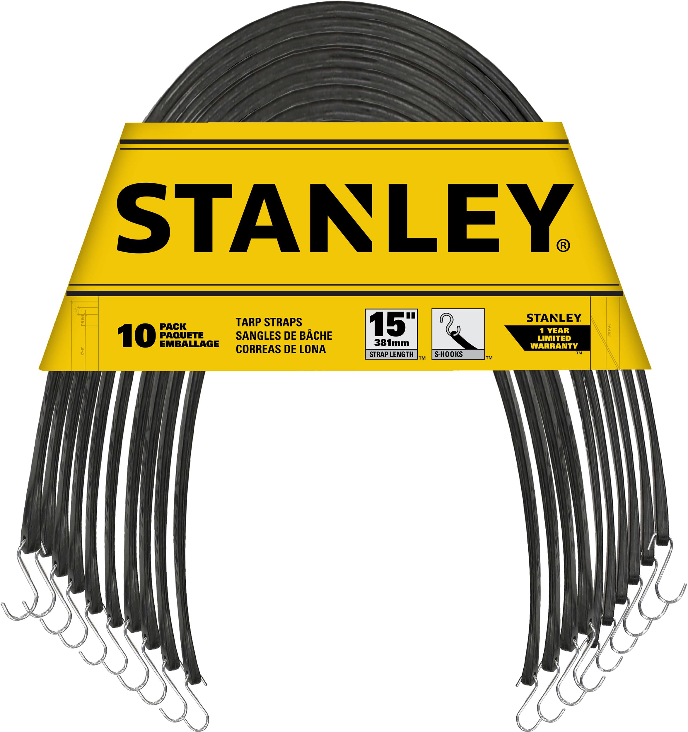 Foto 2 pulgar | Cuerdas Elásticas De Goma Stanley S300415 Negras De 15 Pulgadas Para Todo Clima Con Ganchos En S Par - Venta Internac
