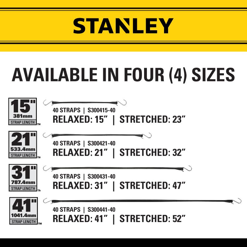 Foto 5 pulgar | Cuerdas Elásticas De Goma Stanley S300415 Negras De 15 Pulgadas Para Todo Clima Con Ganchos En S Par - Venta Internac