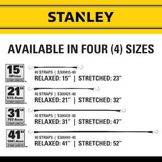 Foto 4 | Cuerdas Elásticas De Goma Stanley S300415 Negras De 15 Pulgadas Para Todo Clima Con Ganchos En S Par - Venta Internac
