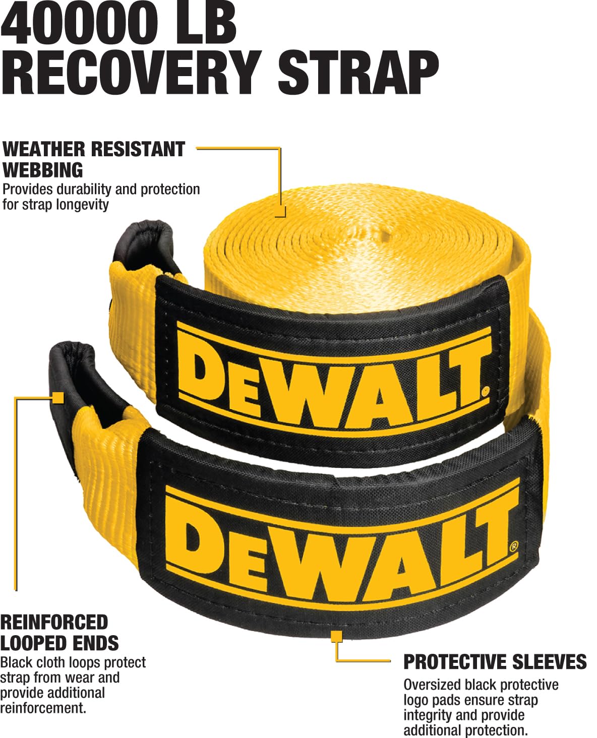Foto 6 pulgar | Correa De Remolque De Recuperación Dewalt Dxbc40000 Negro/amarilla, 4 X 9 M - Venta Internacional.