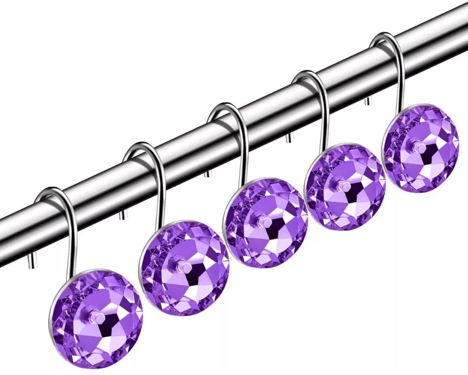 Foto 1 | Set de 12 Ganchos de Acero Inoxidable con Diseño De Diamante para Cortinas de Baño color Lila