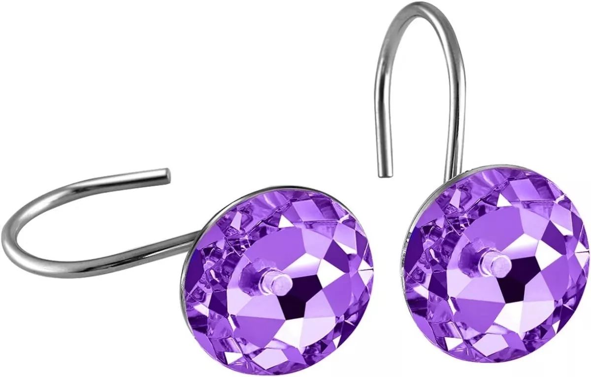 Foto 4 pulgar | Set de 12 Ganchos de Acero Inoxidable con Diseño De Diamante para Cortinas de Baño color Lila