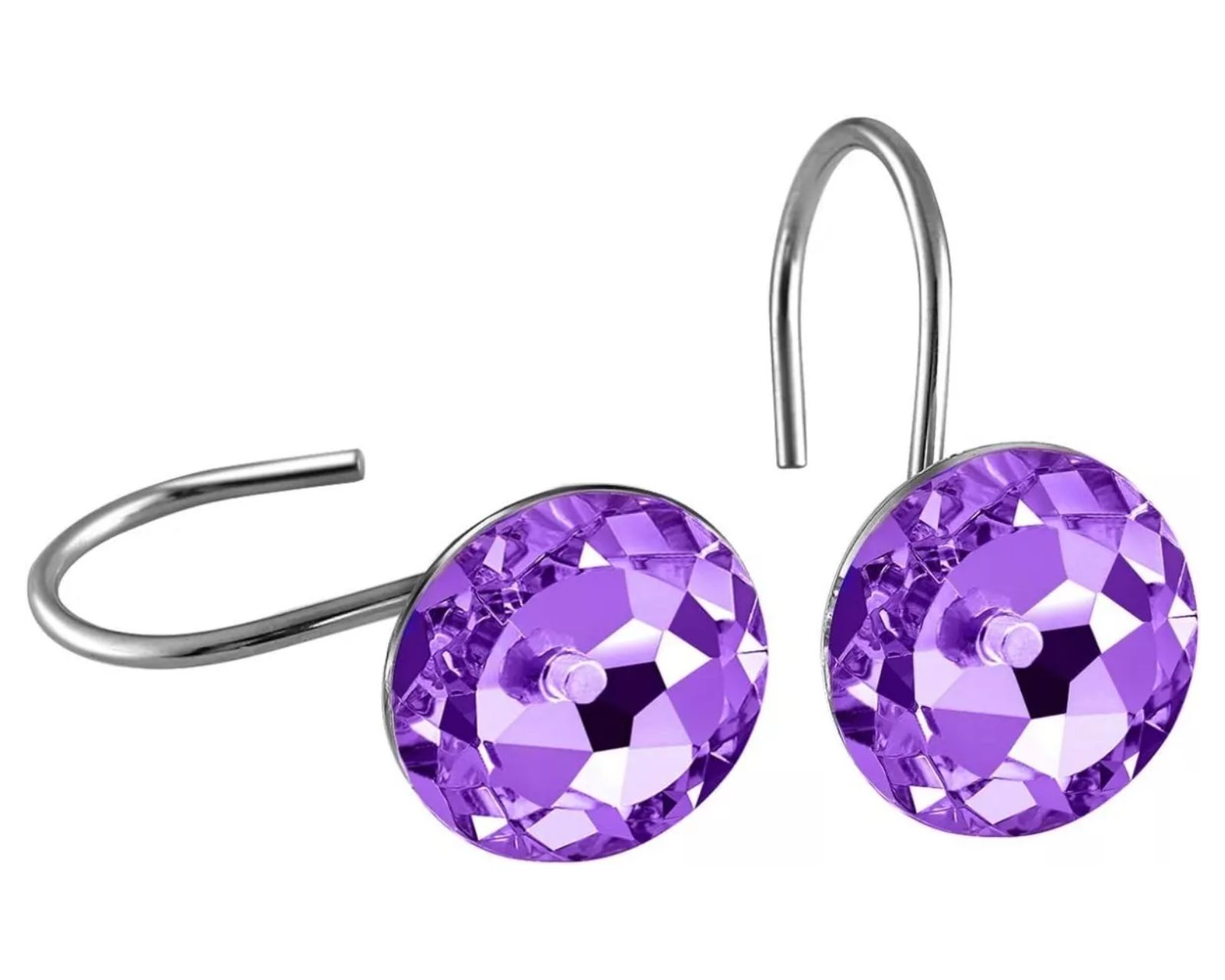 Foto 7 pulgar | Set de 12 Ganchos de Acero Inoxidable con Diseño De Diamante para Cortinas de Baño color Lila