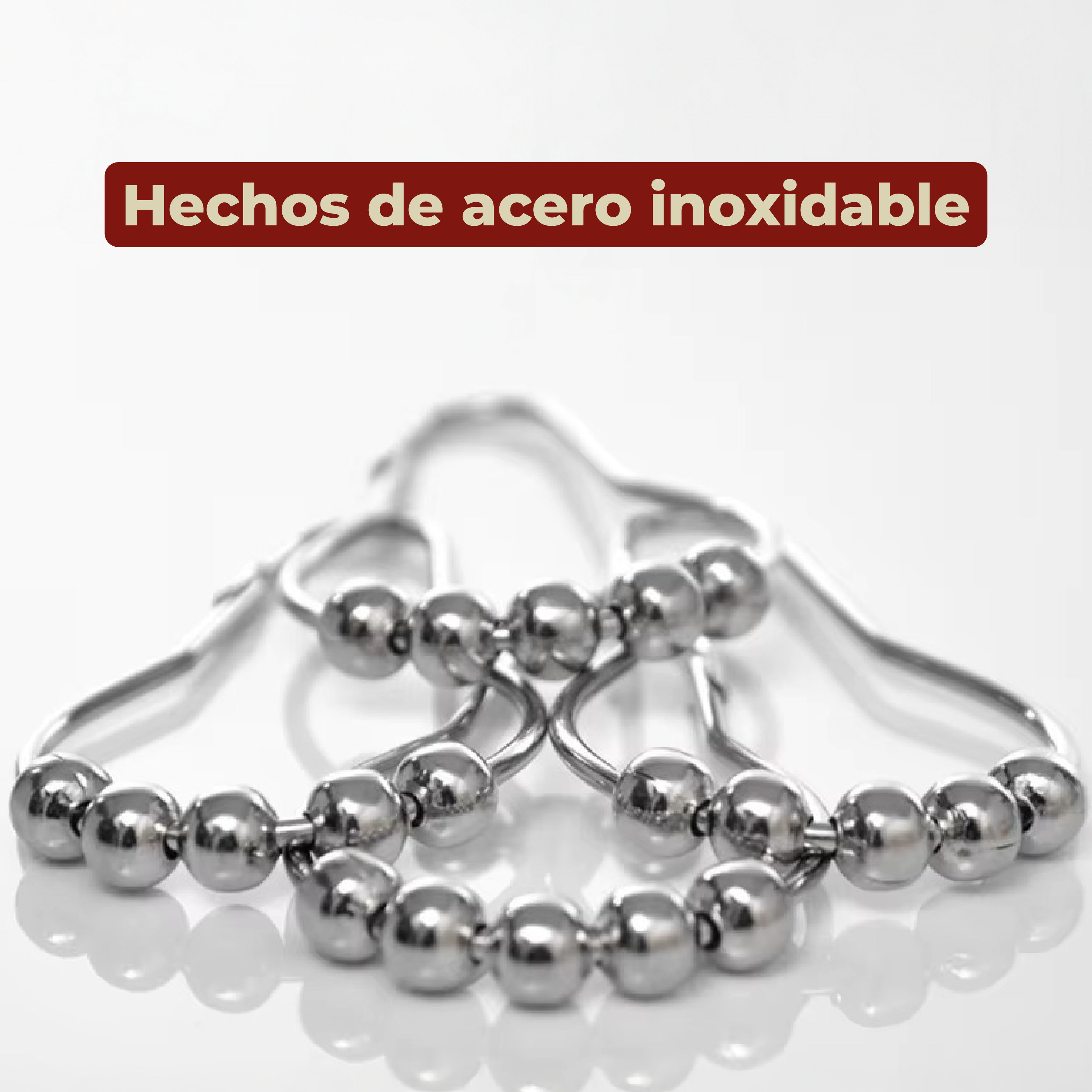 Foto 4 pulgar | Set de 12 Ganchos de Acero Inoxidable para Cortinas de Baño Plateadas