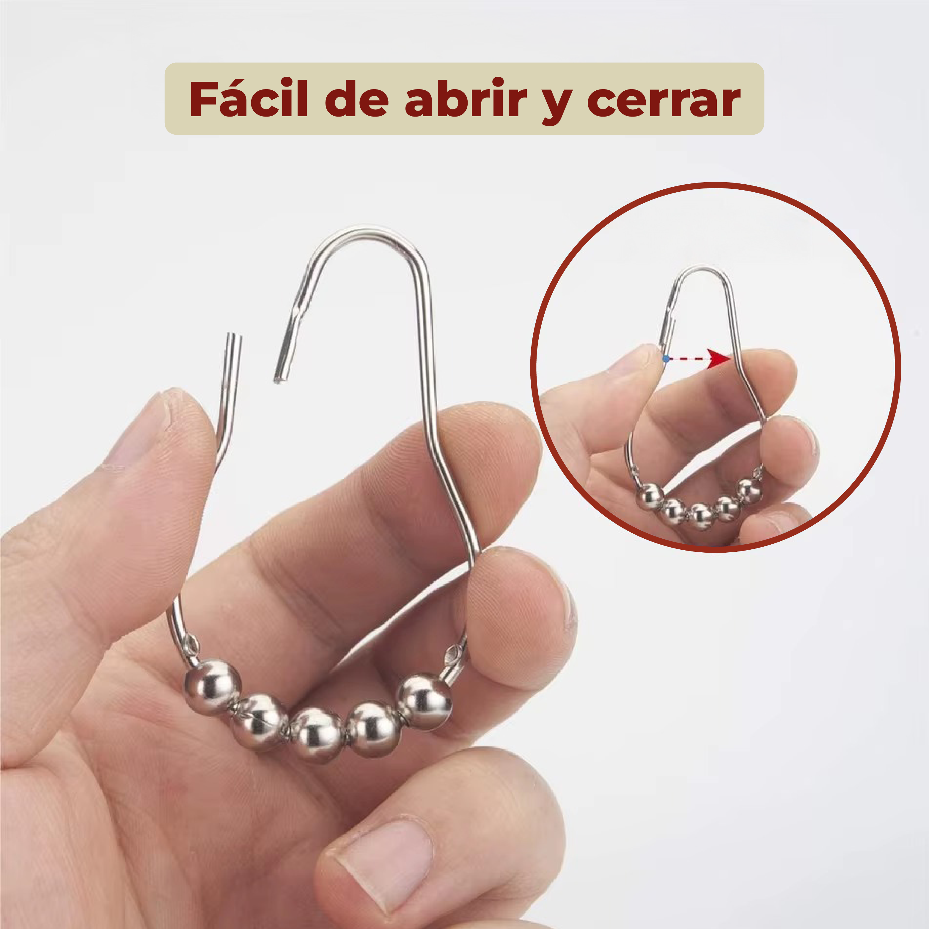 Foto 5 pulgar | Set de 12 Ganchos de Acero Inoxidable para Cortinas de Baño Plateadas