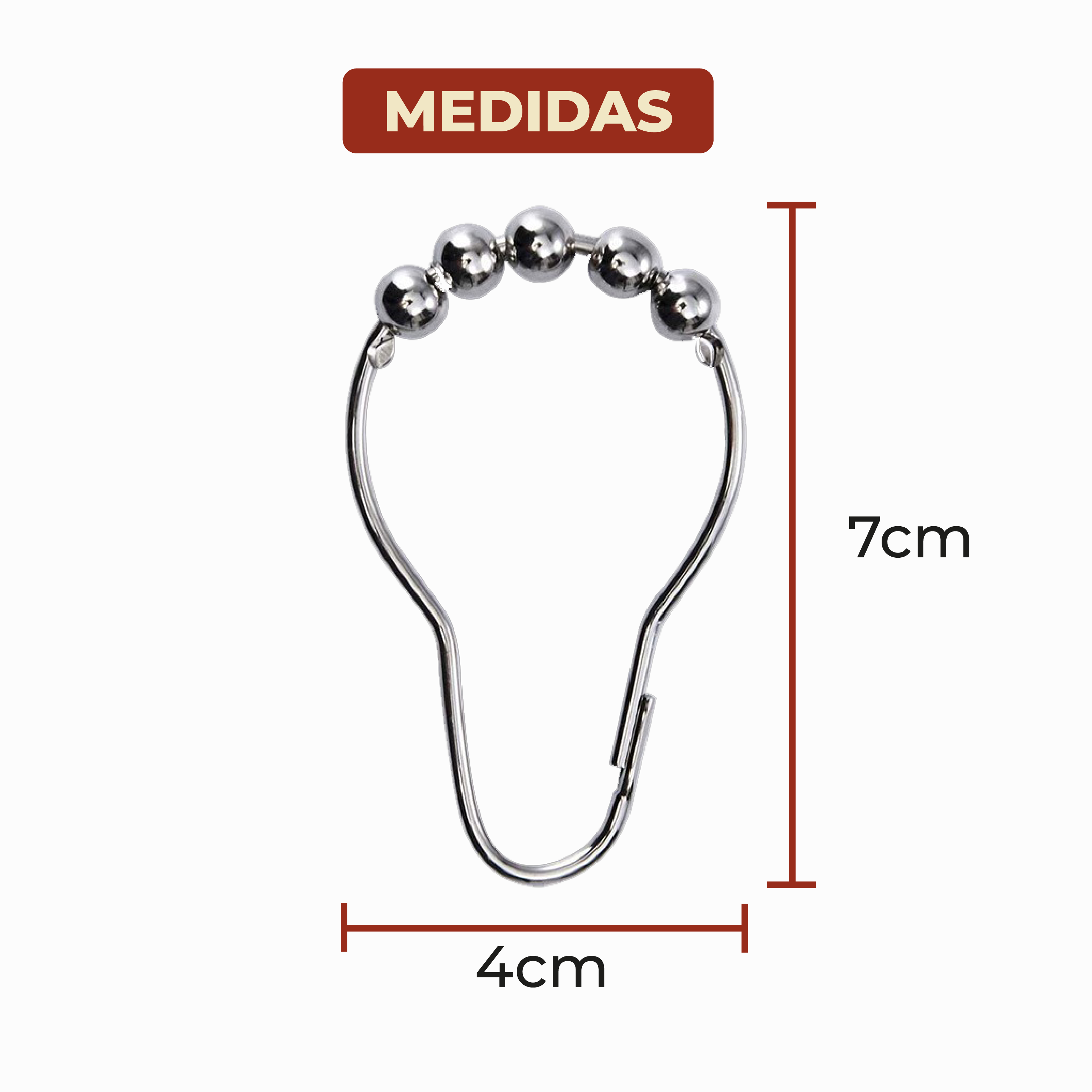 Foto 6 pulgar | Set de 12 Ganchos de Acero Inoxidable para Cortinas de Baño Plateadas