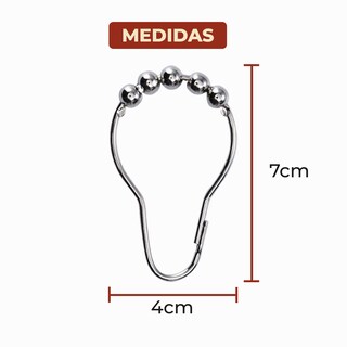 Foto 5 | Set de 12 Ganchos de Acero Inoxidable para Cortinas de Baño Plateadas
