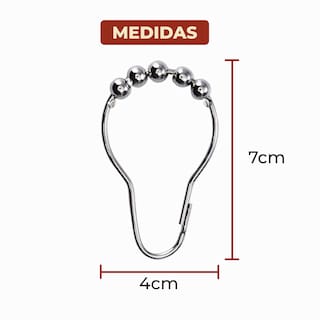Foto 7 | Set de 12 Ganchos de Acero Inoxidable para Cortinas de Baño Plateadas