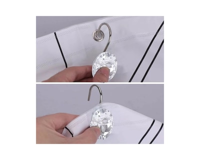 Foto 6 | Set de 12 Ganchos de Acero Inoxidable con Diseño de Diamante para Cortinas de Baño