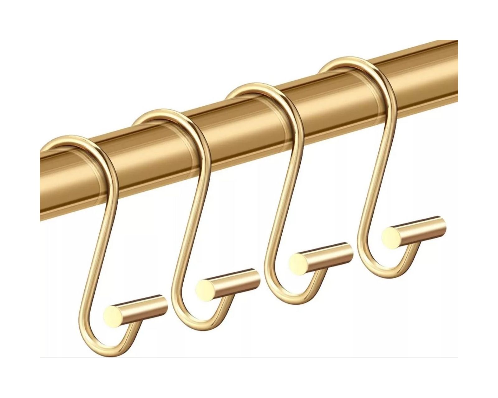 Set 12 Ganchos de Acero Inoxidable color Dorado para Cortinas de Baño Forma T