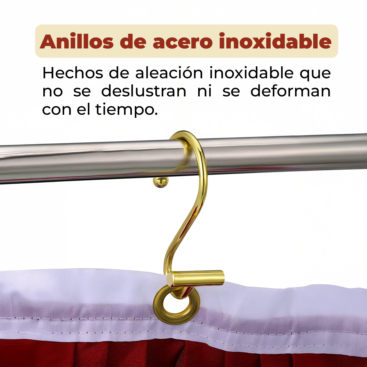 Foto 4 pulgar | Set 12 Ganchos de Acero Inoxidable color Dorado para Cortinas de Baño Forma T