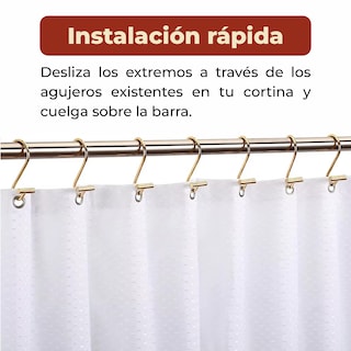Foto 4 | Set de 12 Ganchos de Acero Inoxidable para Cortinas se Baño Forma T Doradas
