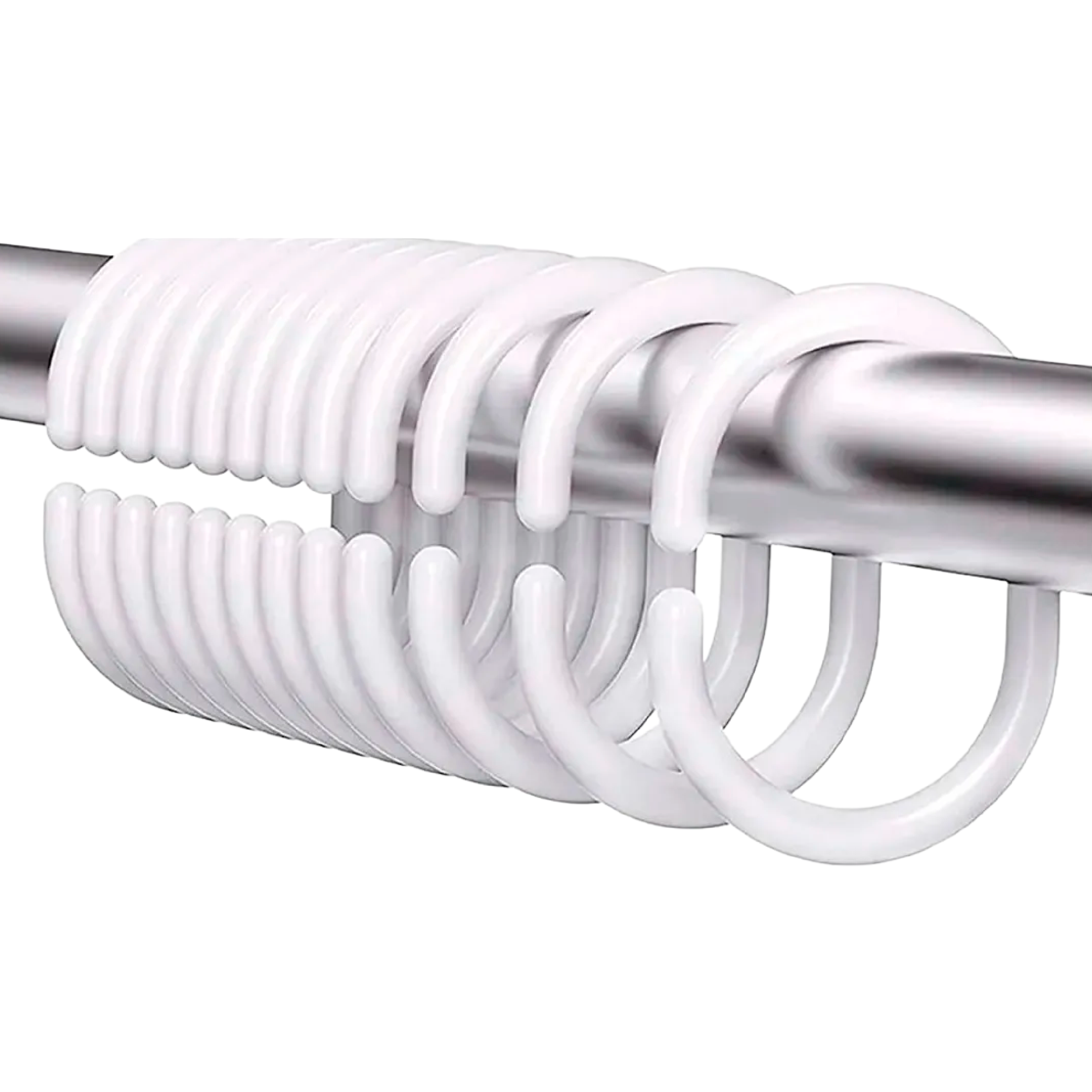 Set de 12 Ganchos para Cortina de Baño Tipo C de Plástico Blancos