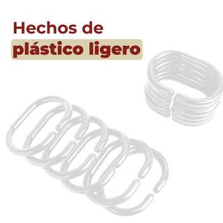 Foto 5 | Set de 12 Ganchos para Cortina de Baño Tipo C de Plástico Blancos