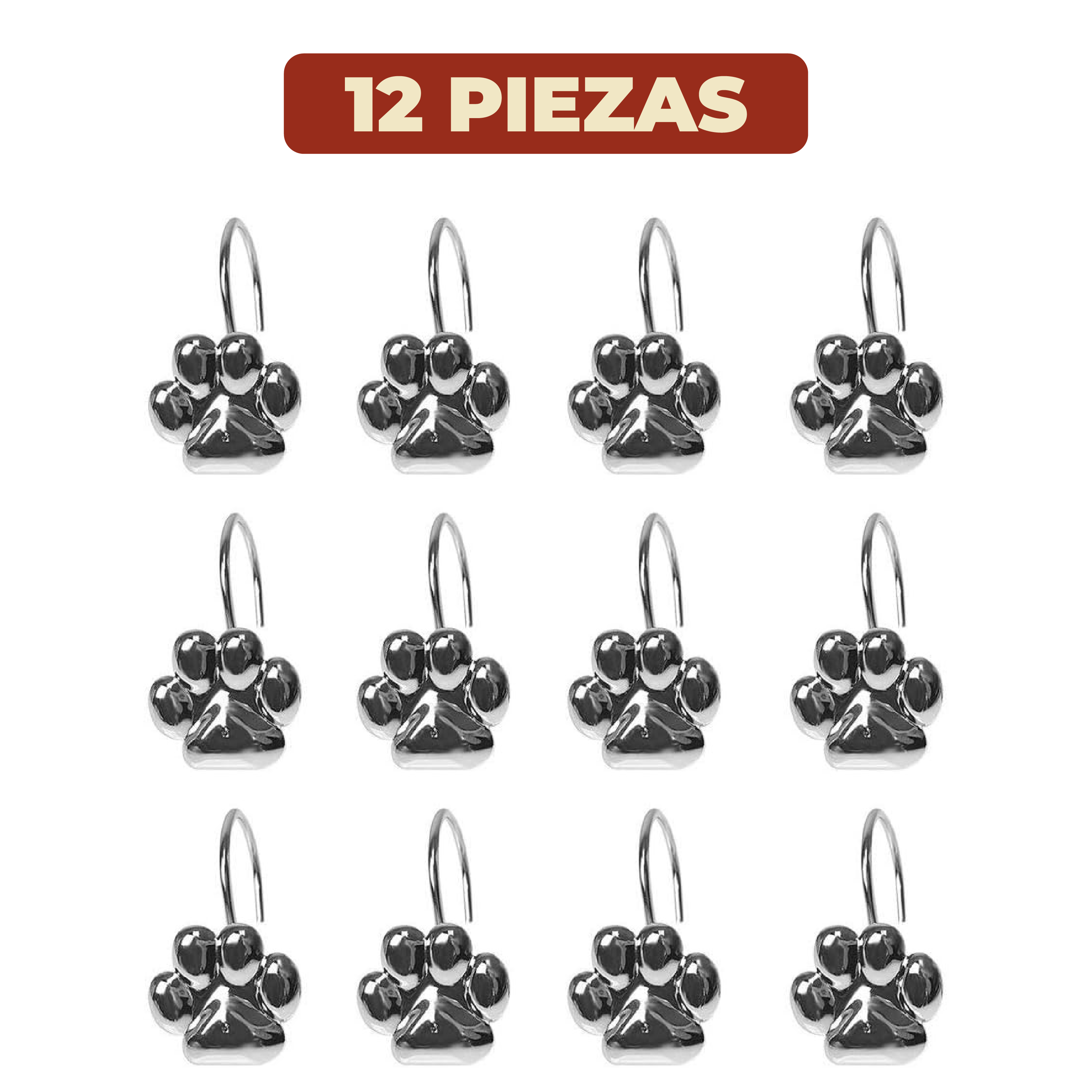 Foto 6 pulgar | Set De 12 Ganchos De Acero Inoxidable Para Cortinas De Baño Con Diseño De Huella