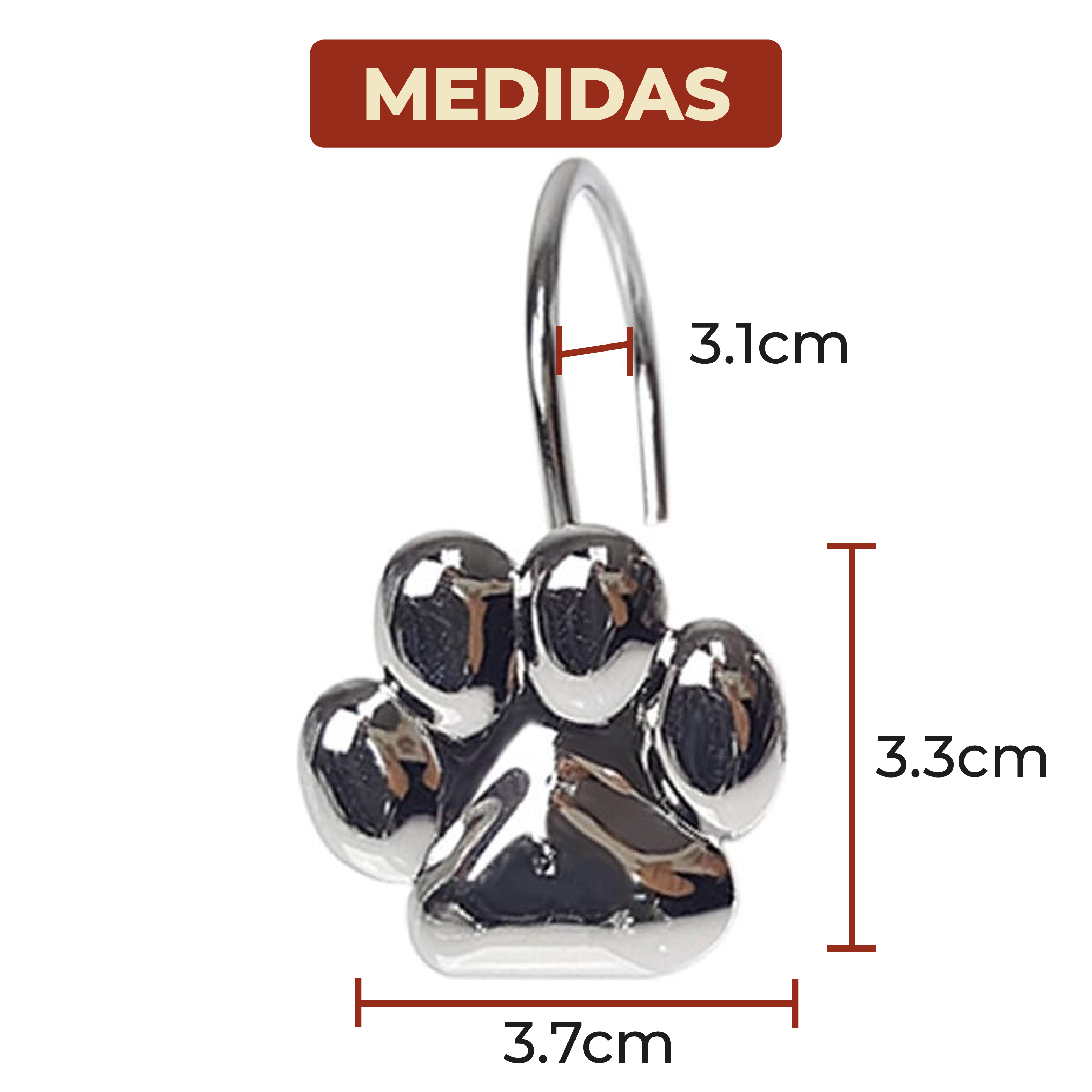 Foto 7 pulgar | Set De 12 Ganchos De Acero Inoxidable Para Cortinas De Baño Con Diseño De Huella
