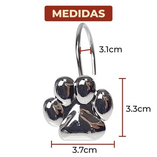 Foto 6 | Set De 12 Ganchos De Acero Inoxidable Para Cortinas De Baño Con Diseño De Huella