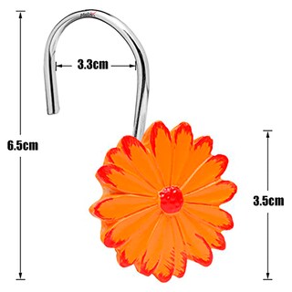 Foto 4 | Set de 12 Ganchos De Acero Inoxidable para Cortinas de Baño con Diseño de Flores Naranja