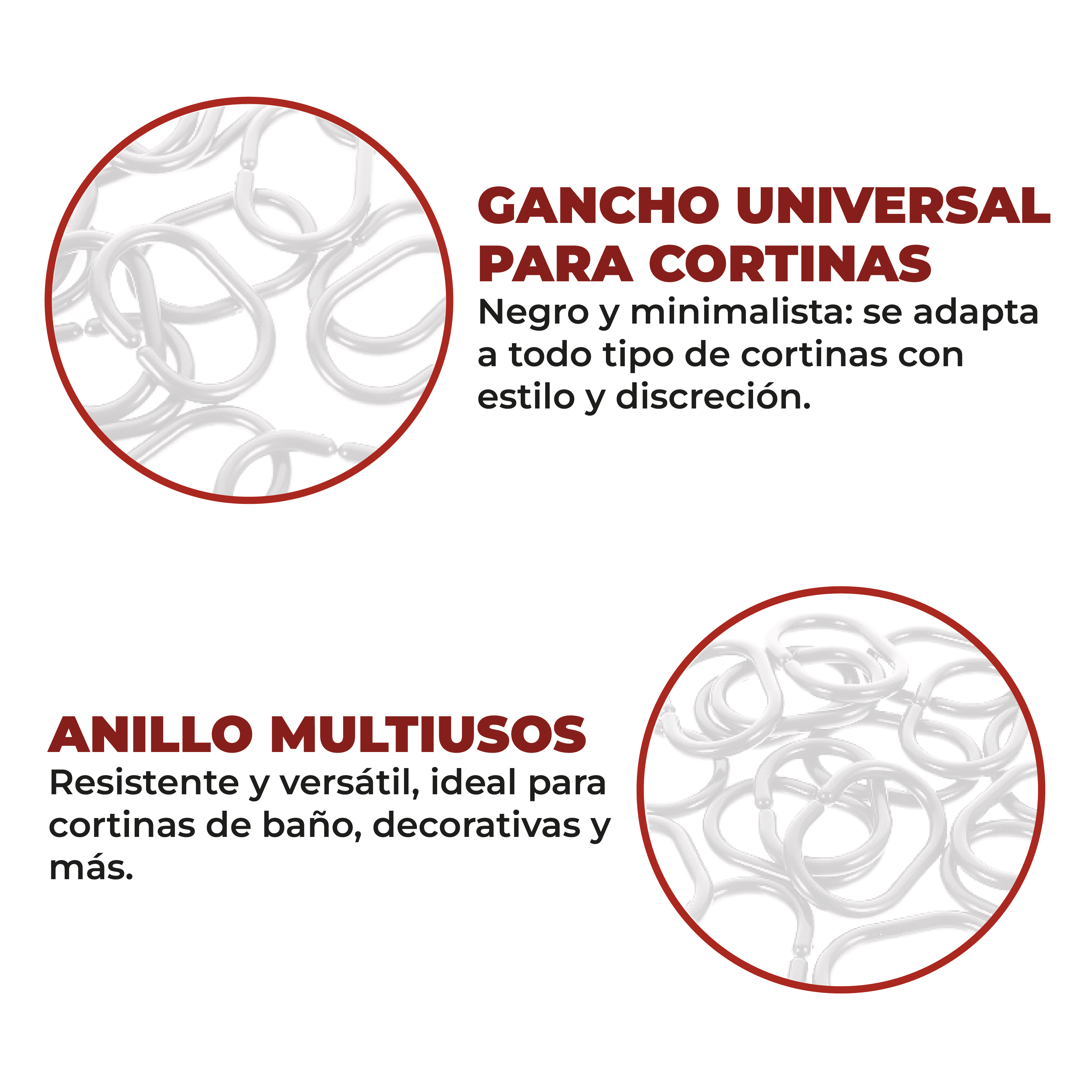 Foto 5 pulgar | Set De 24 Ganchos Para Cortina De Baño Tipo C De Plástico Blancos
